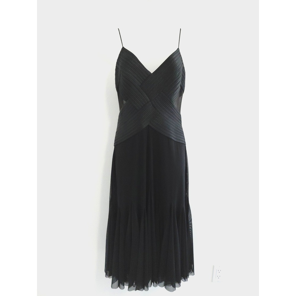 Evening Bandage‎ Corset Dress SMALL Black Mesh Flair Vampire Fairygoth VTG Sheer
